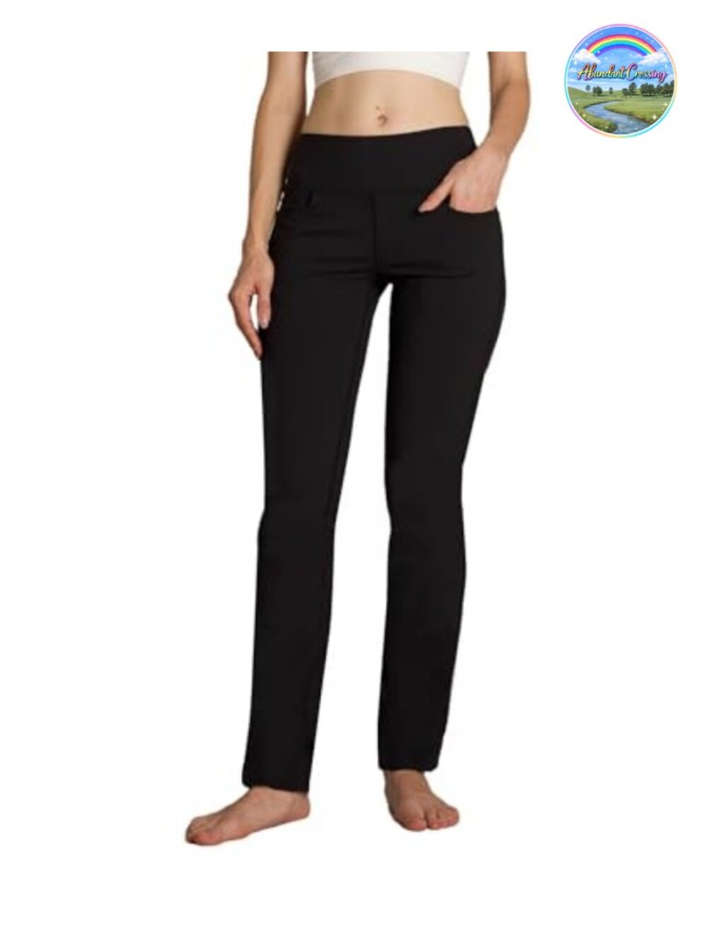 Straight Leg Yoga Dress Pants Cuttable Inseam 4 Pockets Stretch Slacks